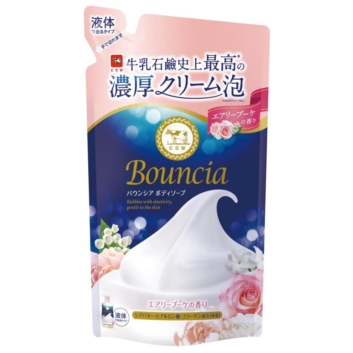 Cow Brand Bouncia Body Soap Airy Bouquet Scent Refill - 360mL - Harajuku Culture Japan - Japanease Products Store Beauty and Stationery