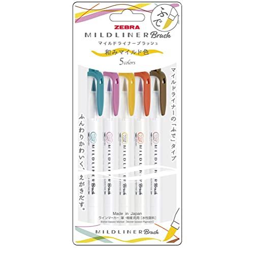 Zebra Water-Based Marker MILDLINER Brush 5 Color Set - Harajuku Culture Japan - Japanease Products Store Beauty and Stationery