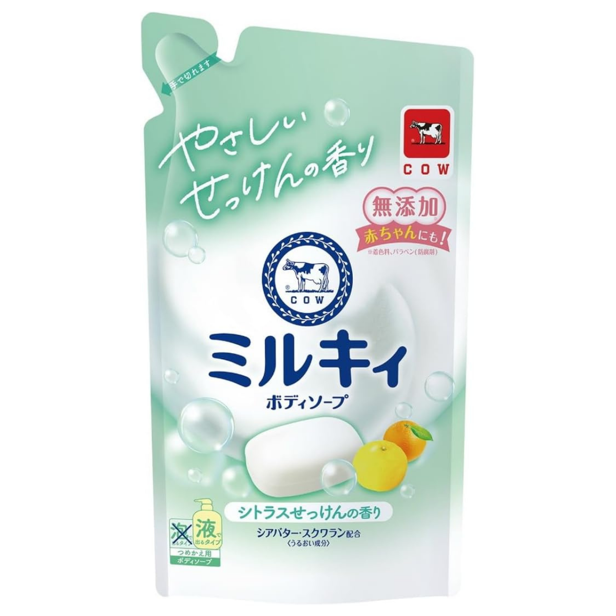 Cow Brand Milky Body Soap Citrus Soap Scent Refill - 360mL - Harajuku Culture Japan - Japanease Products Store Beauty and Stationery