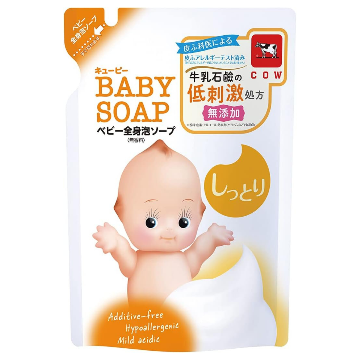 Cow Brand Kewpie Baby Whole Body Soap Foam Type Moist Refill - 350mL - Harajuku Culture Japan - Japanease Products Store Beauty and Stationery