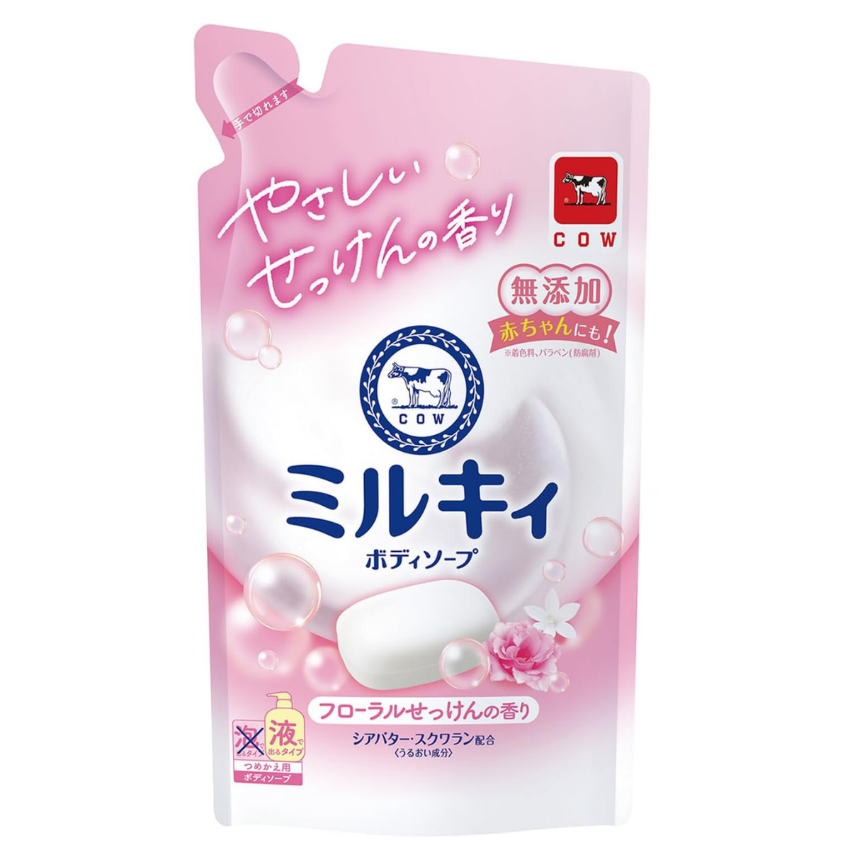 Cow Brand Milky Body Soap Floral Soap Scent Refill - 360mL - Harajuku Culture Japan - Japanease Products Store Beauty and Stationery