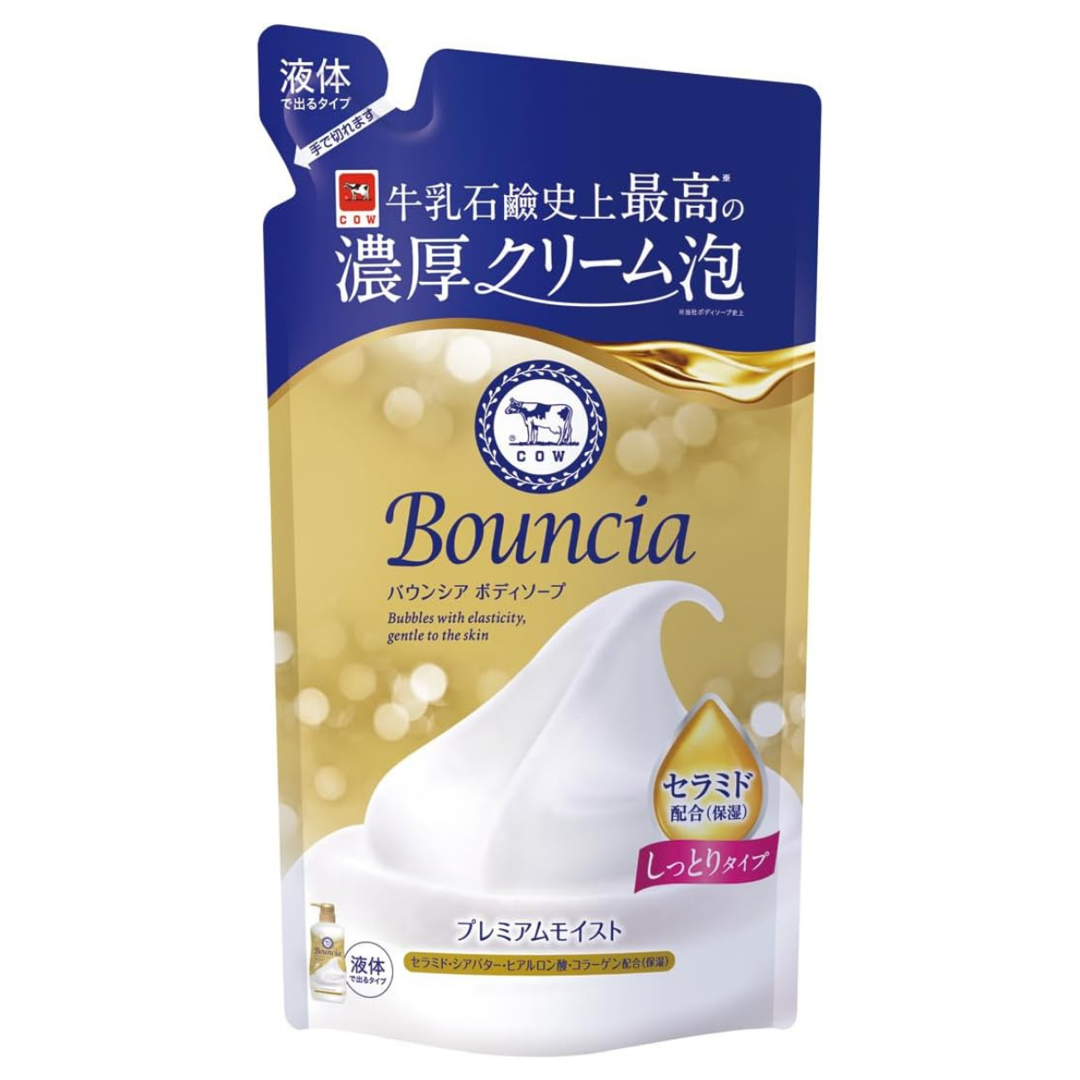 Cow Brand Bouncia Body Soap Premium Moist Refill - 340mL - Harajuku Culture Japan - Japanease Products Store Beauty and Stationery