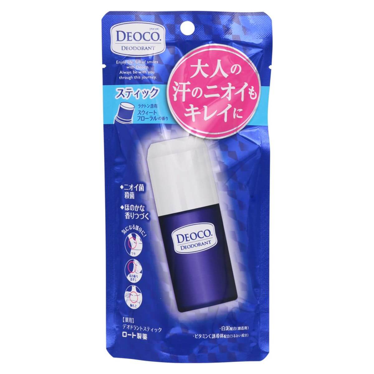 Rohto DEOCO Deodorant Stick Sweet Floral Scent - 13g - Harajuku Culture Japan - Japanease Products Store Beauty and Stationery