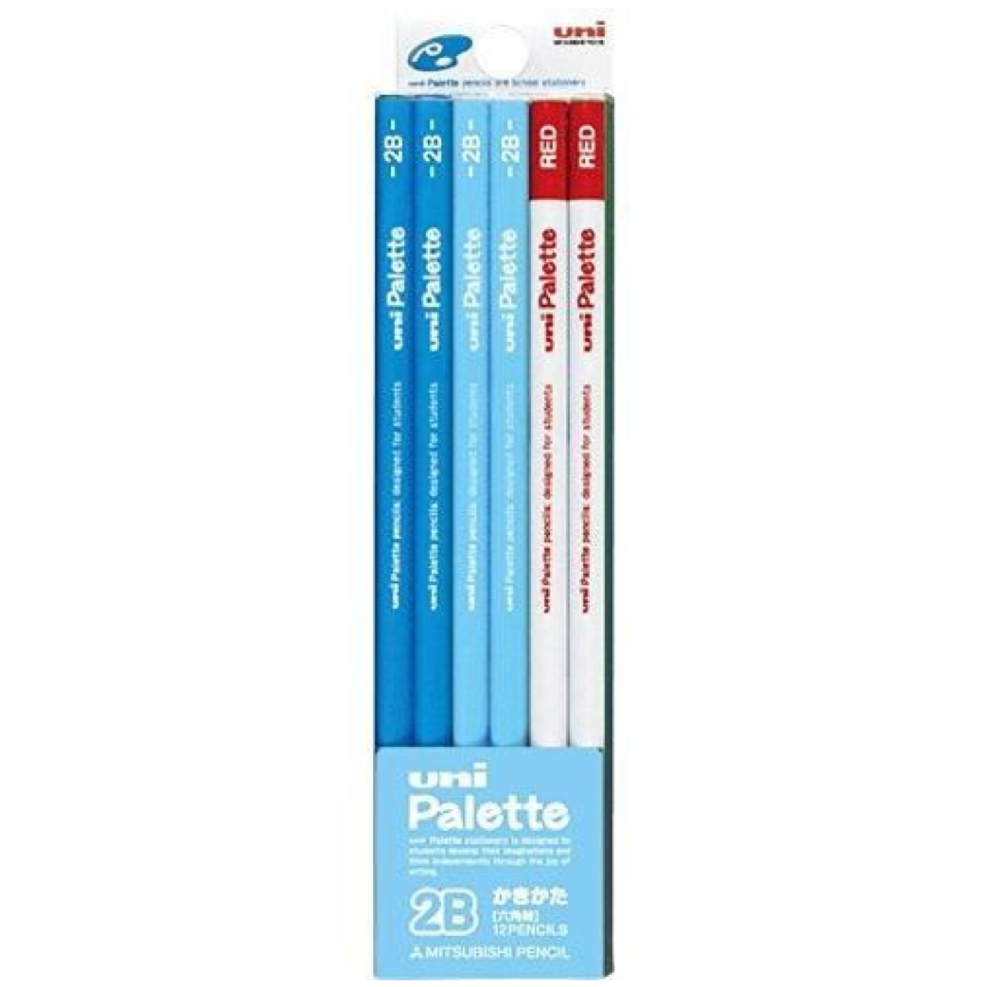 Uni Dozen Box Pencil Hexagonal PLT Uni Pallet Pastel Blue + Red pencil - Harajuku Culture Japan - Japanease Products Store Beauty and Stationery