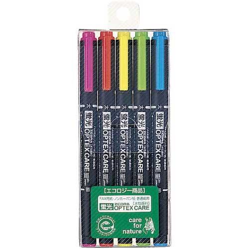 Zebra Highlighter Pen OPTEX CARE - 5 Color Set - Harajuku Culture Japan - Japanease Products Store Beauty and Stationery