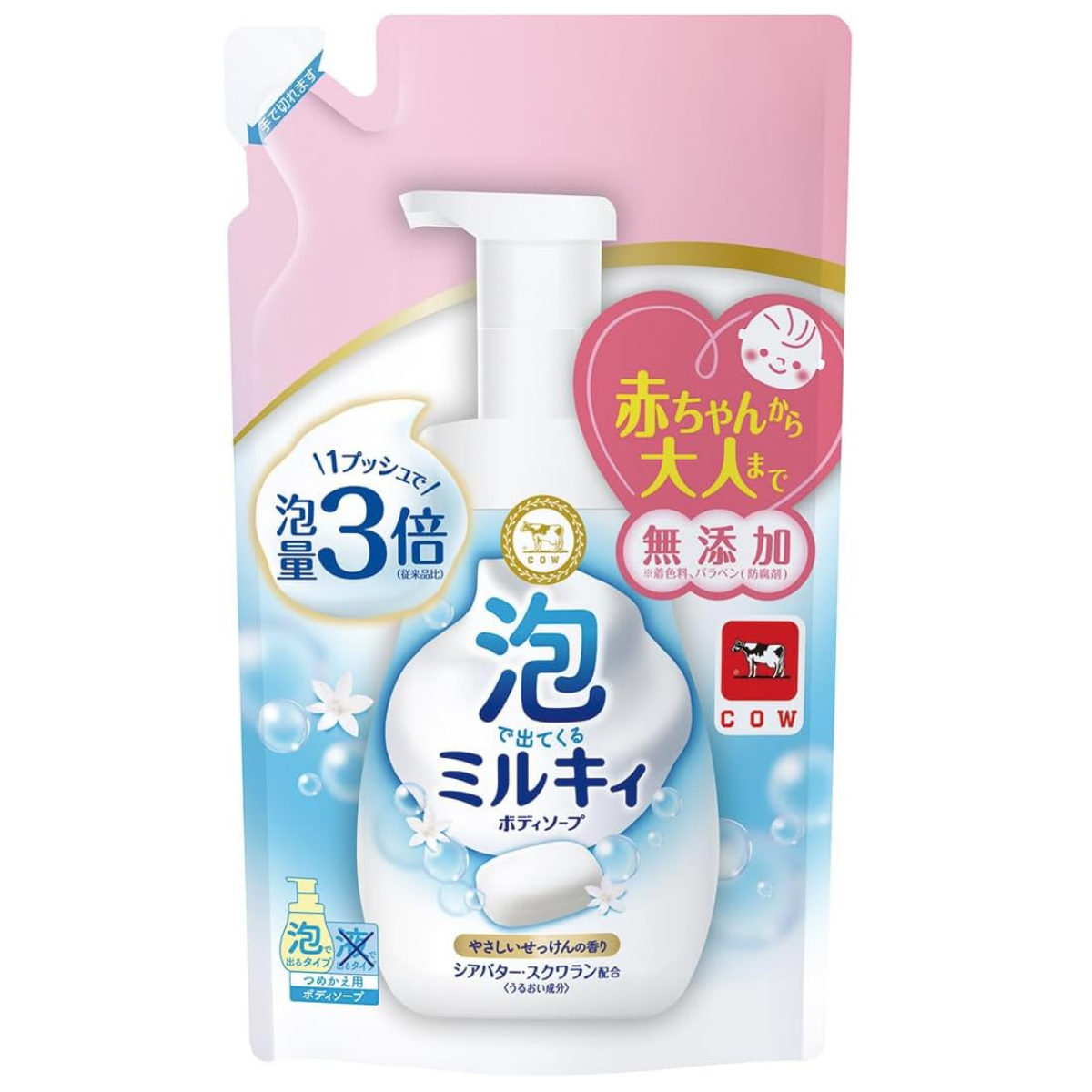 Cow Brand Milky Foam Body Soap Soap Scent Refill - 450mL - Harajuku Culture Japan - Japanease Products Store Beauty and Stationery