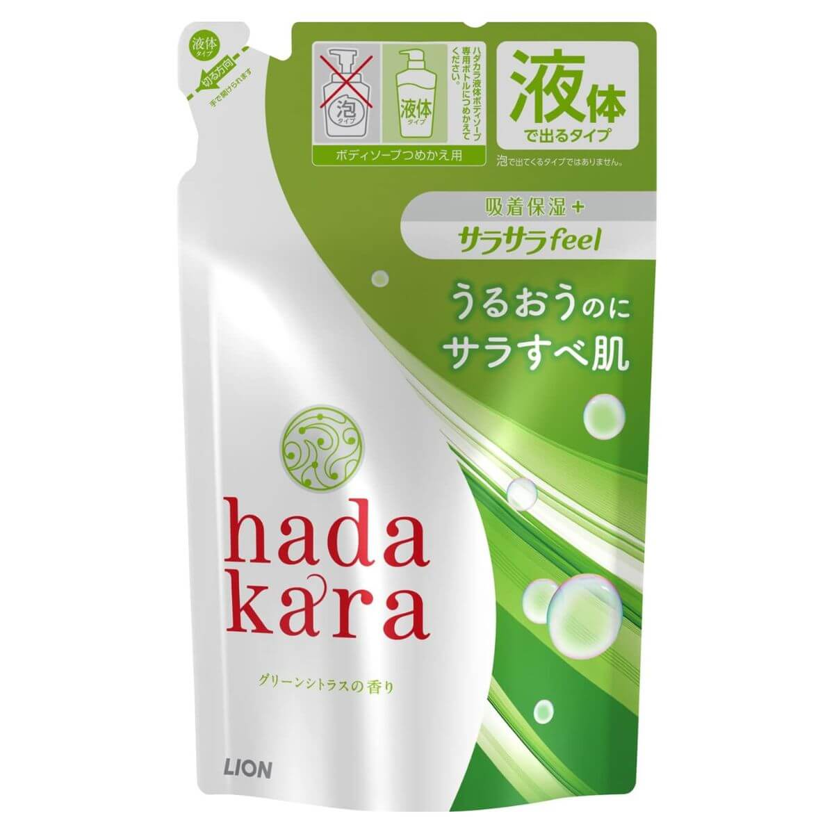 Hadakara Body Soap Smooth Feel Type 340ml - Green Citrus Scent - Refill - Harajuku Culture Japan - Japanease Products Store Beauty and Stationery