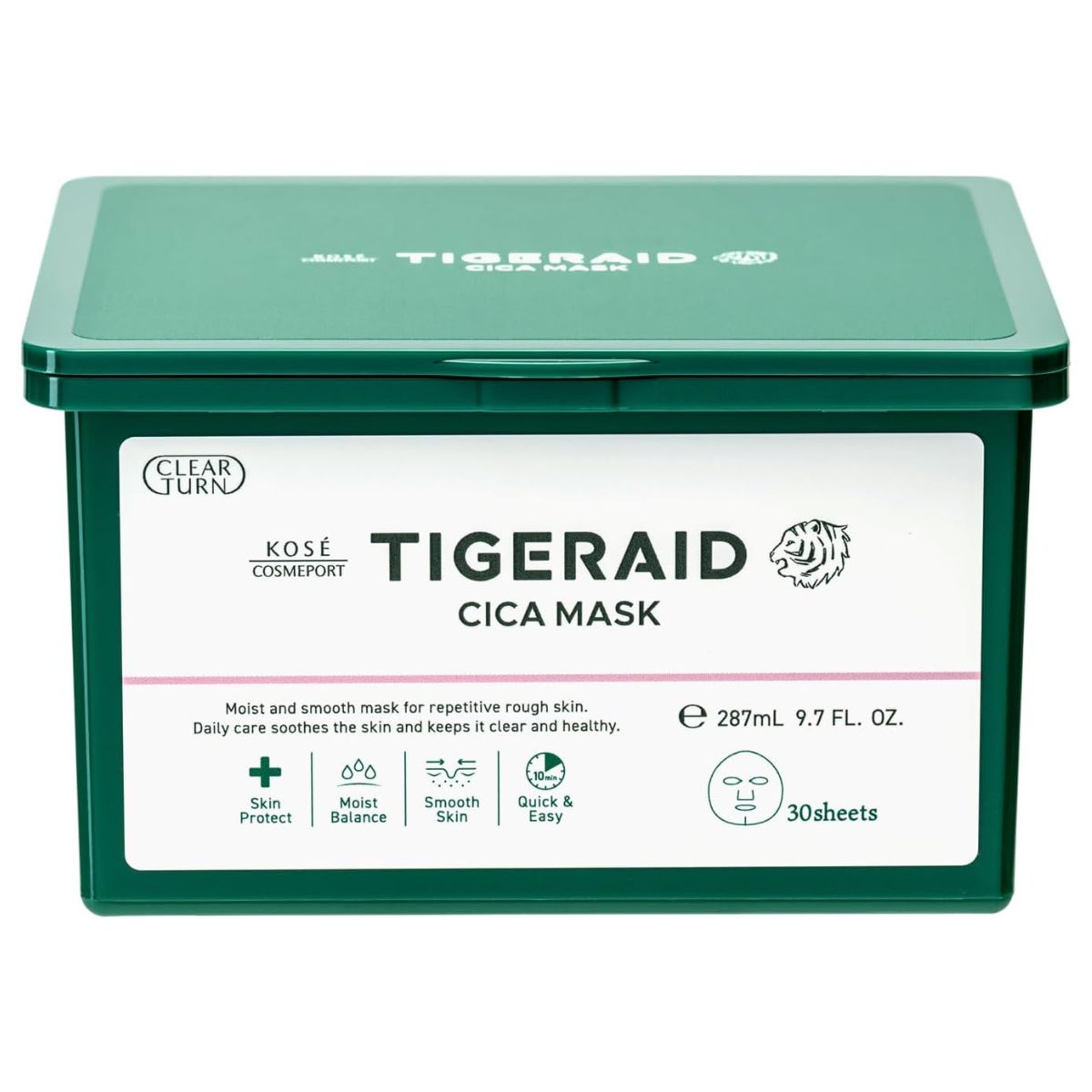 Kose Clear Turn Tigerad CICA Repair Mask - 30 Sheets - Harajuku Culture Japan - Japanease Products Store Beauty and Stationery