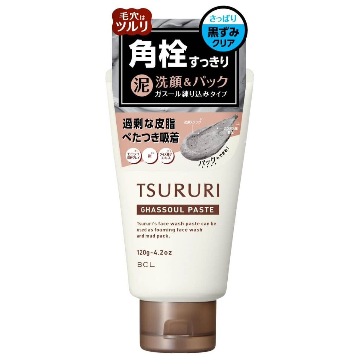 BCL Tsururi Blackhead Scrape out Ghassoul Face Wash Paste N -120g - Harajuku Culture Japan - Japanease Products Store Beauty and Stationery
