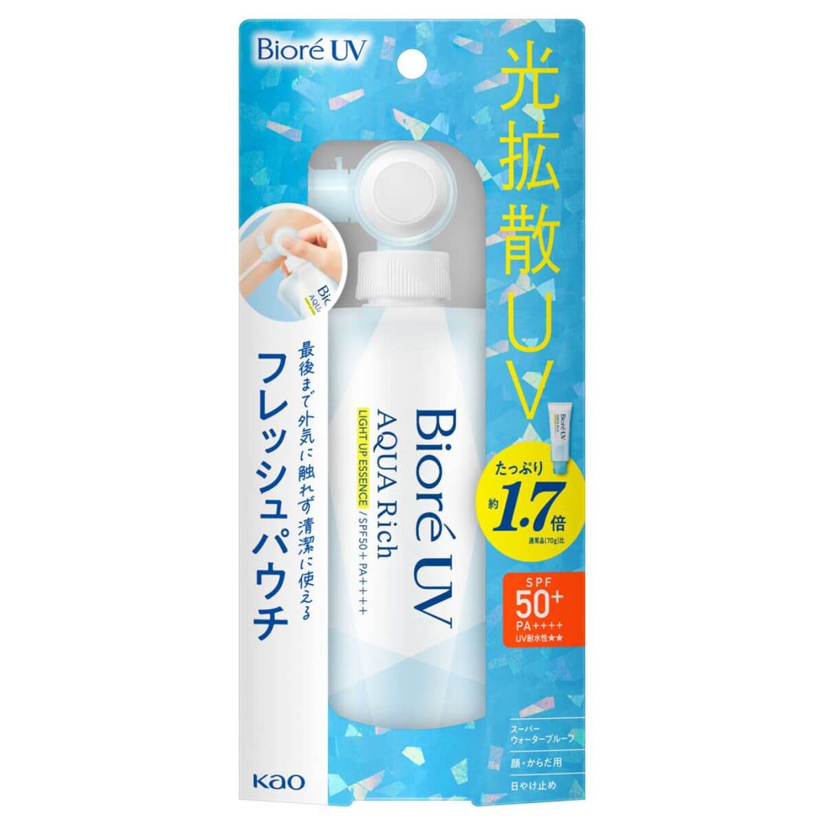 Biore UV Aqua Rich Light Up Essence Fresh Pouch SPF50 + / PA ++++ 120g - Harajuku Culture Japan - Japanease Products Store Beauty and Stationery