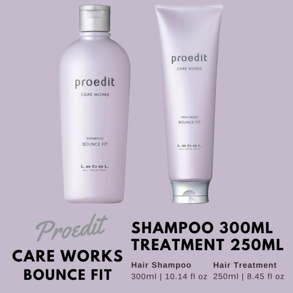 Lebel Proedit Care Works Hair Shampoo 300ml & Hair Ttreatment 250ml Set - Bounce Fit - Harajuku Culture Japan - Japanease Products Store Beauty and Stationery