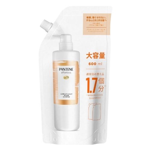 PANTENE Effortless Complete Night Repair Shampoo - Refill - 600ml - Harajuku Culture Japan - Japanease Products Store Beauty and Stationery