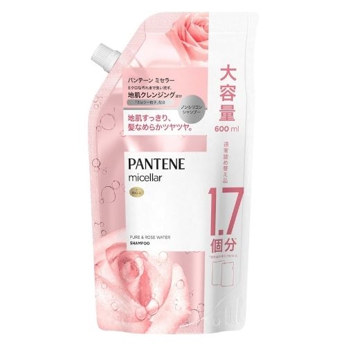 PANTENE Micellar Non-Silicone Shampoo Pure & Rose Water - Refill - 600ml - Harajuku Culture Japan - Japanease Products Store Beauty and Stationery