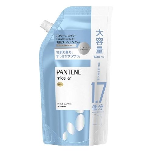 PANTENE Micellar Non-Silicone Shampoo Pure & Cleanse - Refill - 600ml - Harajuku Culture Japan - Japanease Products Store Beauty and Stationery
