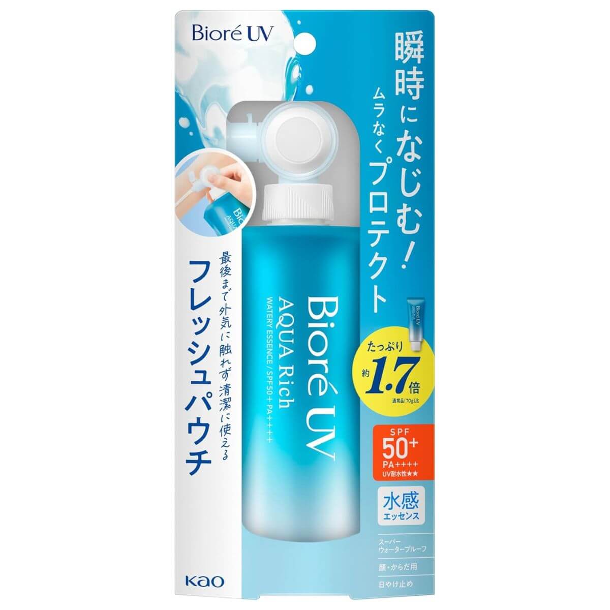 Biore UV Aqua Rich Watery Essence Fresh Pouch SPF50+/PA++++ 120g - Harajuku Culture Japan - Japanease Products Store Beauty and Stationery