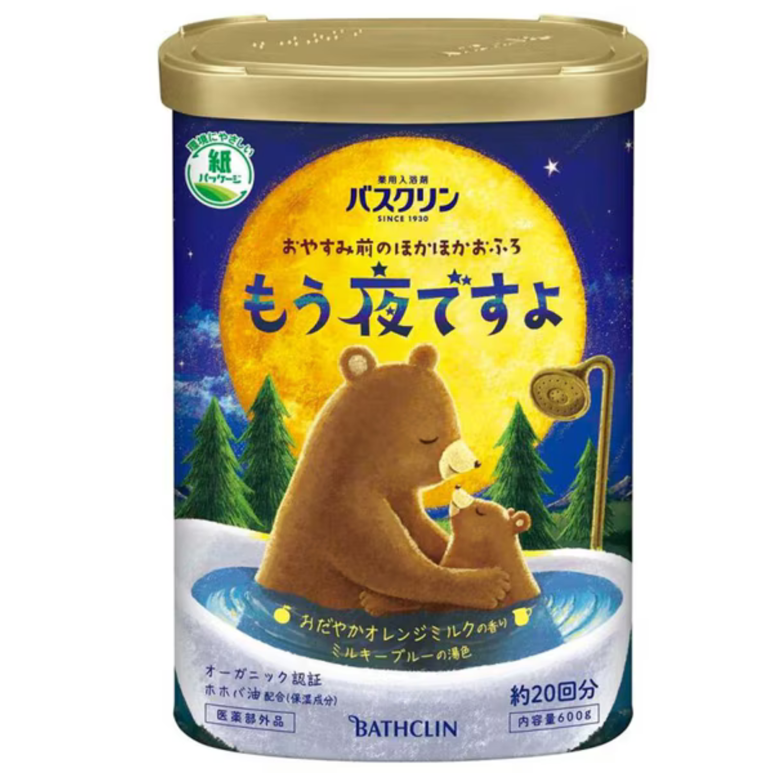 Bathclin It's Already Night Time 600g - Mild Orange Milk Scent - Harajuku Culture Japan - Japanease Products Store Beauty and Stationery