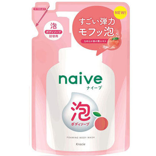 Naive Body Soap Foam Type With Peach Leaf Extract Refill - 450ml - Harajuku Culture Japan - Japanease Products Store Beauty and Stationery