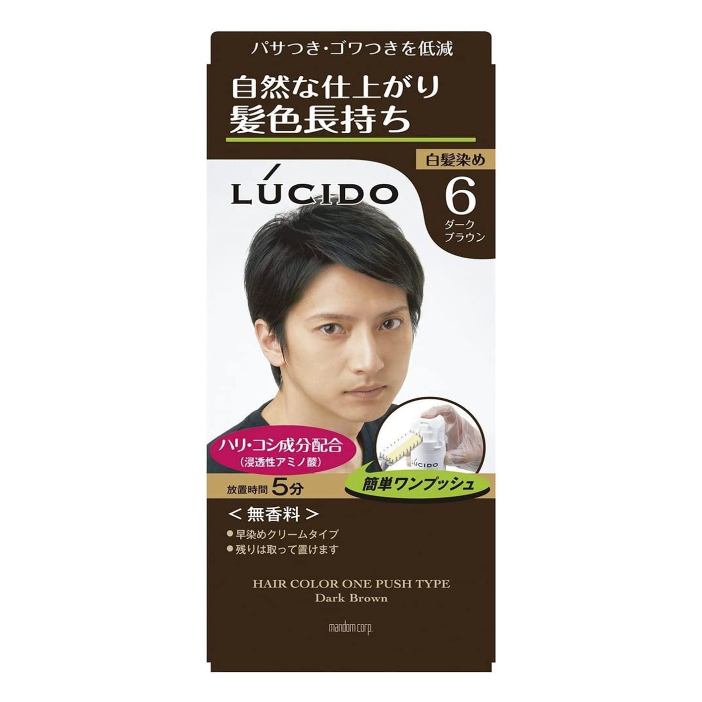 Lucido One Push Care Color - 6 Dark Brown - Harajuku Culture Japan - Japanease Products Store Beauty and Stationery