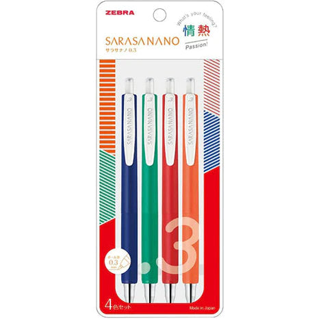 Zebra Sarasa Nano Gel Ballpoint Pen 0.3mm 4 Color Set - Harajuku Culture Japan - Japanease Products Store Beauty and Stationery
