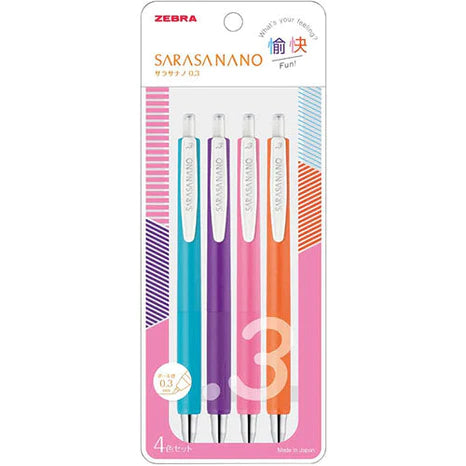 Zebra Sarasa Nano Gel Ballpoint Pen 0.3mm 4 Color Set - Harajuku Culture Japan - Japanease Products Store Beauty and Stationery