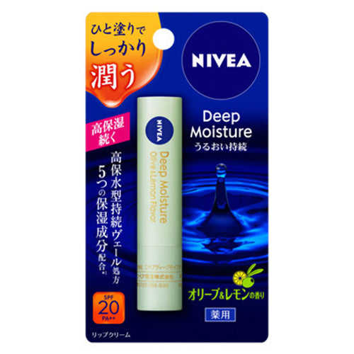 Nivea Deep Moisture Lip 2.2g SPF20 PA++ - Olive & Lemon Scent - Harajuku Culture Japan - Japanease Products Store Beauty and Stationery