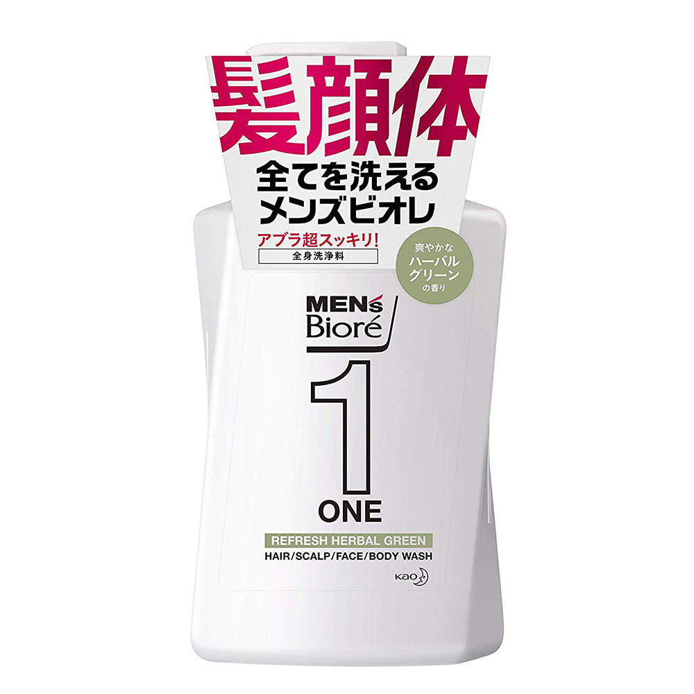 Biore Mens ONE All in One Whole Body Wash - 480ml - Herbal Green - Harajuku Culture Japan - Japanease Products Store Beauty and Stationery
