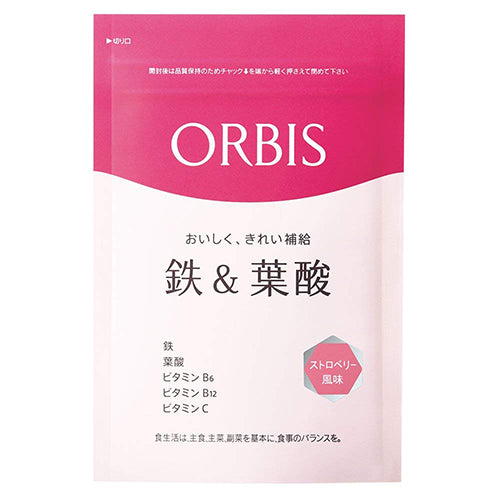 Orbis Supplement Tablet Iron and Folic Acid (Strawberry Flavor) - 20-40days 40gain - Harajuku Culture Japan - Japanease Products Store Beauty and Stationery
