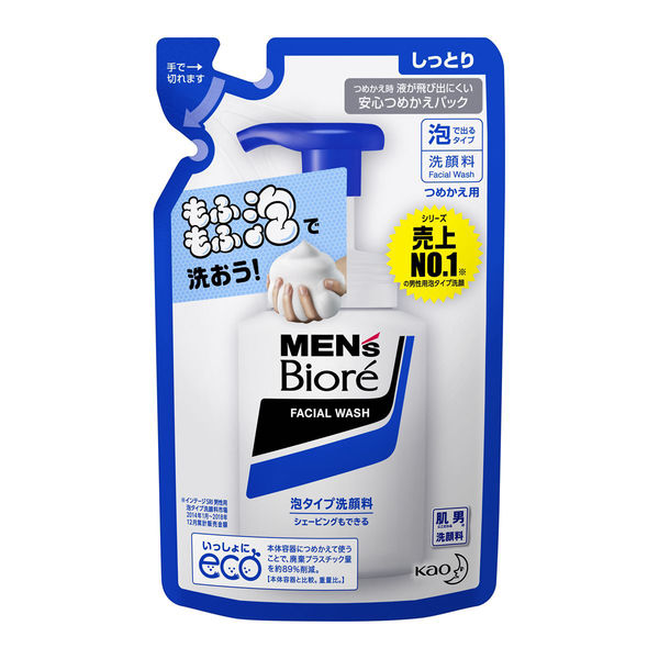 Biore Mens Facial Wash Refill 130ml - Bubble Type - Harajuku Culture Japan - Japanease Products Store Beauty and Stationery