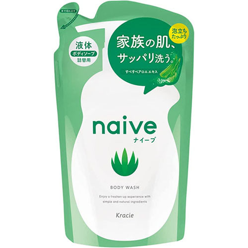 Naive Body Soap Liquid Type With Aloe Extract Refill - 380ml - Harajuku Culture Japan - Japanease Products Store Beauty and Stationery
