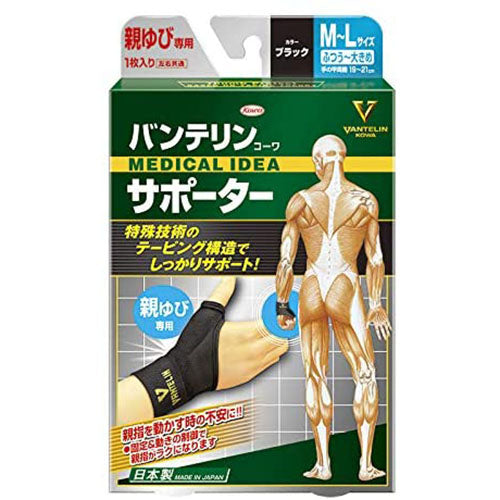 Vantelin Kowa Pain Relief Supporter For The Thumb - Black (Left & Right Shared ) - Harajuku Culture Japan - Japanease Products Store Beauty and Stationery