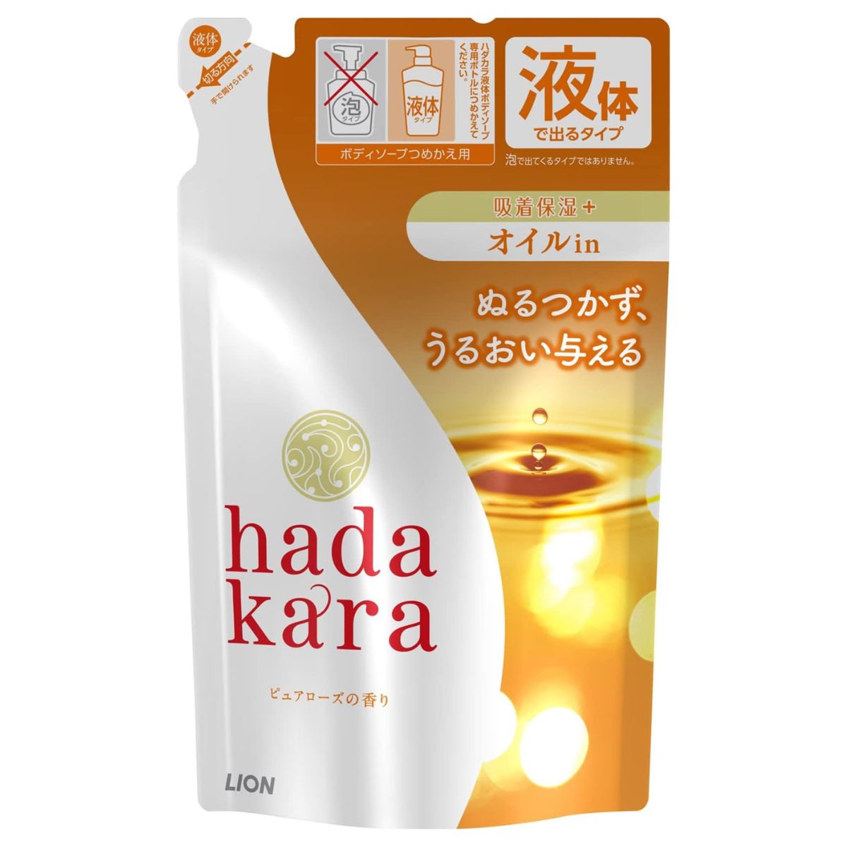 Hadakara Body Soap Oil-in 340ml - Pure Rose Scent
