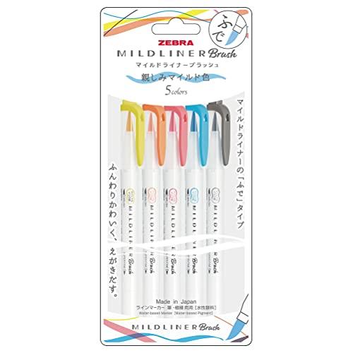 Zebra Water-Based Marker MILDLINER Brush 5 Color Set - Harajuku Culture Japan - Japanease Products Store Beauty and Stationery