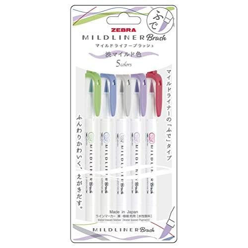 Zebra Water-Based Marker MILDLINER Brush 5 Color Set - Harajuku Culture Japan - Japanease Products Store Beauty and Stationery