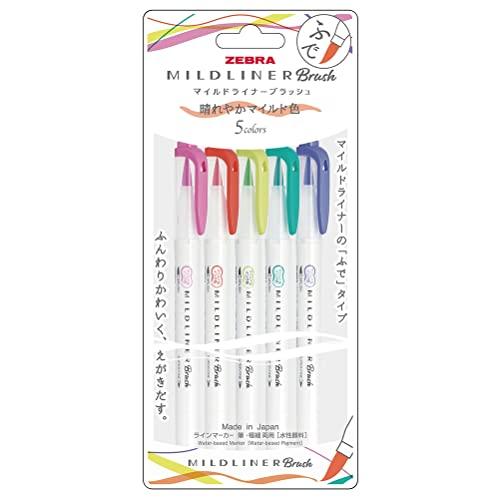 Zebra Water-Based Marker MILDLINER Brush 5 Color Set - Harajuku Culture Japan - Japanease Products Store Beauty and Stationery