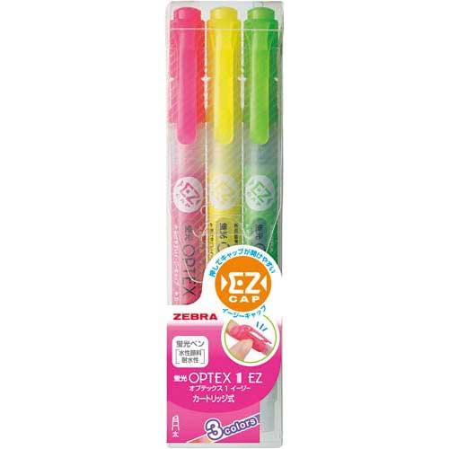 Zebra Highlighter Pen OPTEX 1 EZ - 3 Color Set - Harajuku Culture Japan - Japanease Products Store Beauty and Stationery