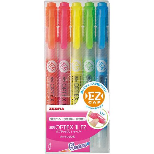 Zebra Highlighter Pen OPTEX 1 EZ - 5 Color Set - Harajuku Culture Japan - Japanease Products Store Beauty and Stationery