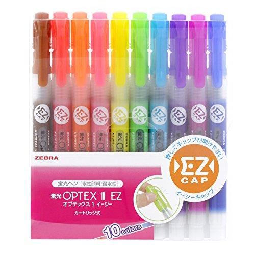 Zebra Highlighter Pen OPTEX 1 EZ - 10 Color Set - Harajuku Culture Japan - Japanease Products Store Beauty and Stationery