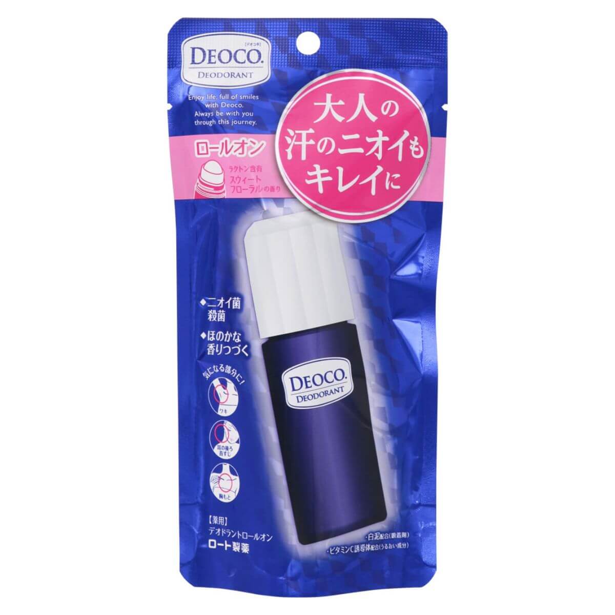 Rohto DEOCO Deodorant Roll On  Sweet Floral Scent - 30ml - Harajuku Culture Japan - Japanease Products Store Beauty and Stationery