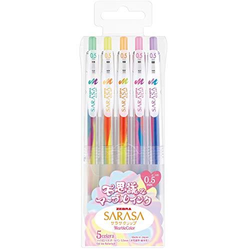 Zebra Gel Ballpoint Pen SARASA CLIP Marble Color 5 Color Set - 0.5mm - Harajuku Culture Japan - Japanease Products Store Beauty and Stationery
