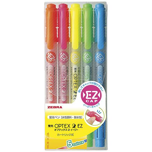 Zebra Highlighter Pen OPTEX 2 EZ - 5 Color Set - Harajuku Culture Japan - Japanease Products Store Beauty and Stationery