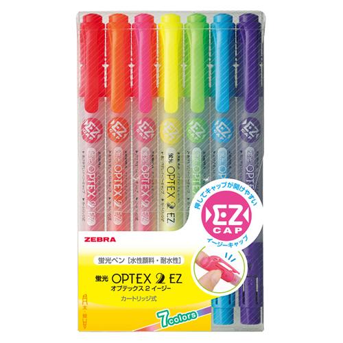 Zebra Highlighter Pen OPTEX 2 EZ - 7 Color Set - Harajuku Culture Japan - Japanease Products Store Beauty and Stationery