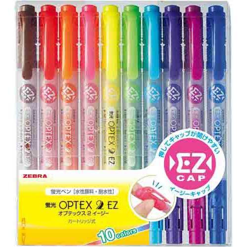 Zebra Highlighter Pen OPTEX 2 EZ - 10 Color Set - Harajuku Culture Japan - Japanease Products Store Beauty and Stationery
