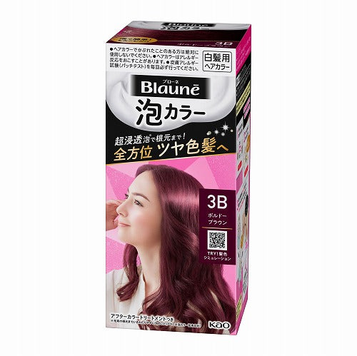 Kao Blaune Bubble Hair Color For Gray Hair - 3B Bordeaux Brown - Harajuku Culture Japan - Japanease Products Store Beauty and Stationery