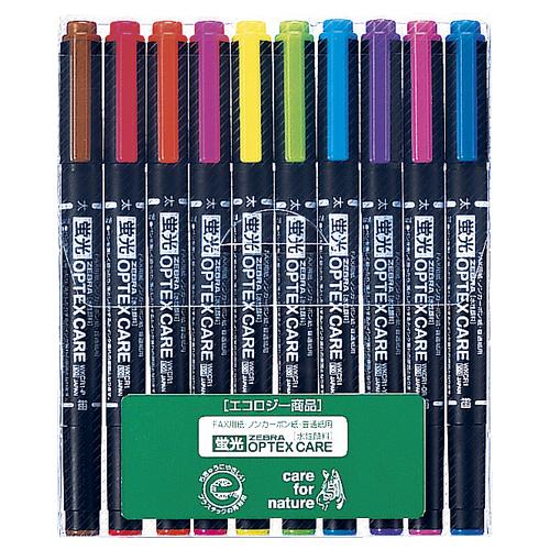 Zebra Highlighter Pen OPTEX CARE - 10 Color Set - Harajuku Culture Japan - Japanease Products Store Beauty and Stationery