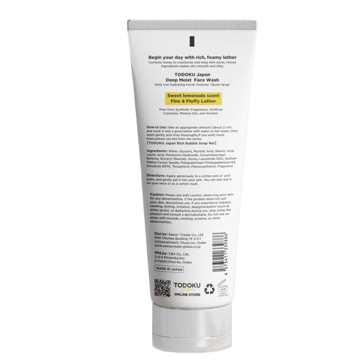TODOKU JAPAN Deep Moist Honey Face Wash  - Hydrating Japanese Cleanser with Honey .2