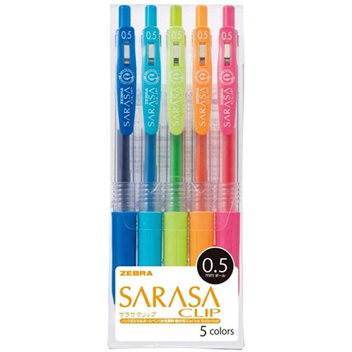 Zebra Sarasa Clip Gel Ballpoint Pen 0.5mm - 5 Color Set - Harajuku Culture Japan - Japanease Products Store Beauty and Stationery