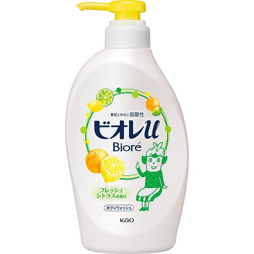 Biore U Body Wash Pump 480ml - Fresh Citrus Scent - Harajuku Culture Japan - Japanease Products Store Beauty and Stationery