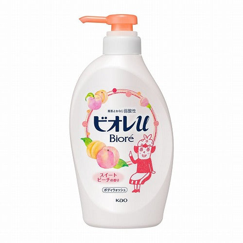 Biore U Body Wash Pump 480ml - Sweet Peach Scent - Harajuku Culture Japan - Japanease Products Store Beauty and Stationery
