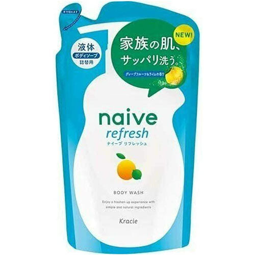 Naive Refresh Body Soap Liquid Type With Sea Mud Refill - 380ml - Harajuku Culture Japan - Japanease Products Store Beauty and Stationery