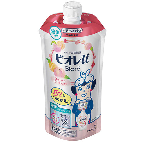 Biore U Body Wash Refill 340ml - Sweet Peach Scent - Harajuku Culture Japan - Japanease Products Store Beauty and Stationery